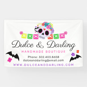 Suiker Schedel Bloem Calavera Papel Picado Boetiek Spandoek