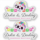 Suiker Schedel Bloem Calavera Papel Picado Logo Sticker (Voorkant)