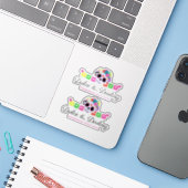 Suiker Schedel Bloem Calavera Papel Picado Logo Sticker (Laptop met iPhone)