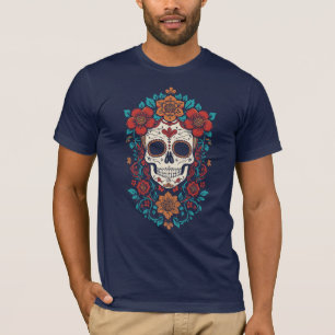 Suiker Schedel Bloemen Kroon T-shirt
