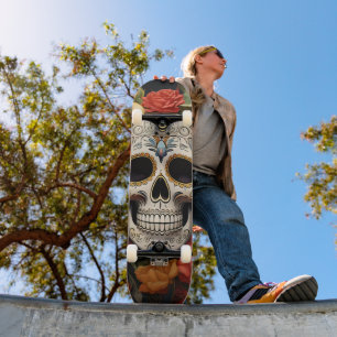 Suiker Schedel Bloemenskeelbord Persoonlijk Skateboard