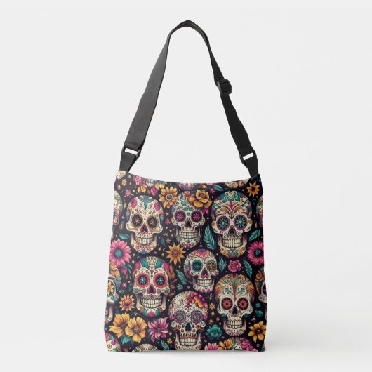Suiker Schedel Bloesems Crossbody Tas (Voorkant)