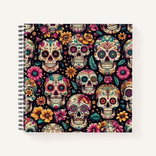 Suiker Schedel Bloesems Notitieboek (Voorkant)