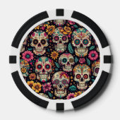 Suiker Schedel Bloesems Poker Chips (Voorkant)