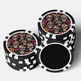 Suiker Schedel Bloesems Poker Chips