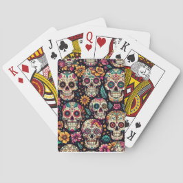 Suiker Schedel Bloesems Pokerkaarten
