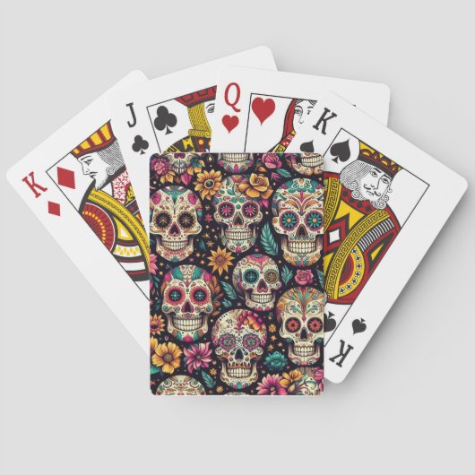 Suiker Schedel Bloesems Pokerkaarten (Achterkant)