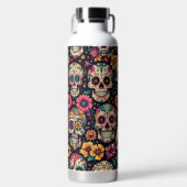 Suiker Schedel Bloesems Waterfles (Voorkant)