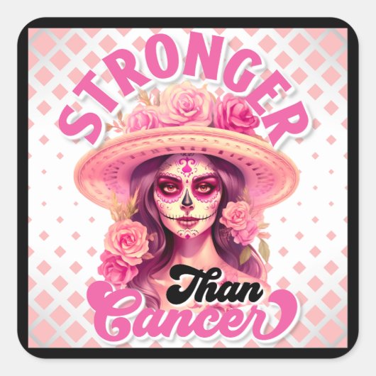 Suiker Schedel Borstkanker Bewustzijn Vierkante Sticker (Voorkant)