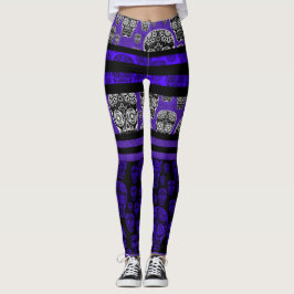 Suiker Schedel Broek Blauw Streep Leggings