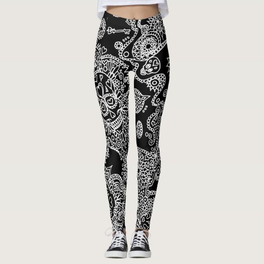 Suiker Schedel Broek Leggings (Voorkant)