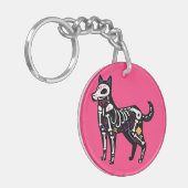Suiker Schedel Calavera Hond II Sleutelhanger (Voorkant Links)