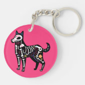 Suiker Schedel Calavera Hond II Sleutelhanger (Achterkant)
