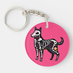 Suiker Schedel Calavera Hond II Sleutelhanger