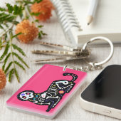 Suiker Schedel Calavera Hond III Sleutelhanger (Voorkant Rechts)