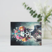 Suiker schedel calaveras Santa Muerte bloemen Briefkaart (Staand voorkant)