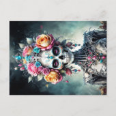 Suiker schedel calaveras Santa Muerte bloemen Briefkaart (Voorkant)
