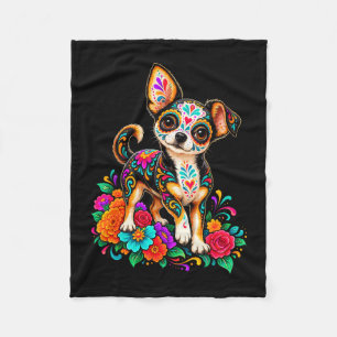 Suiker schedel Chihuahua hond kunst Fleece Deken