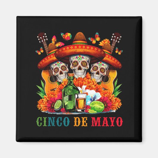 Suiker schedel cinco de mayo Mexicaans feest Magneet (Voorkant)