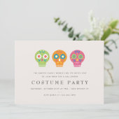 Suiker Schedel Costume Feest Kaart (Staand voorkant)