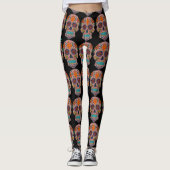 Suiker schedel Dag van de dode JOUW NAAM Leggings (Voorkant)