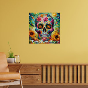 Suiker Schedel Dag van de Doden Bloemstuk Persoonl Poster