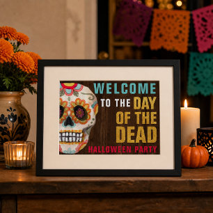 Suiker Schedel Dag van de Doden Halloween Welkom Poster
