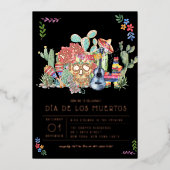 Suiker Schedel Dag van de Doden Viering Folie Uitnodiging (Voorkant)