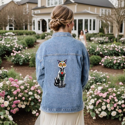 Suiker schedel denim jacket (Huwelijk Achterkant)
