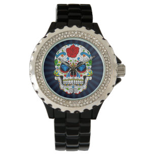 Suiker Schedel Diamanten Heren Horloge