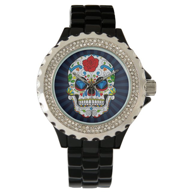 Suiker Schedel Diamanten Heren Horloge (Voorkant)