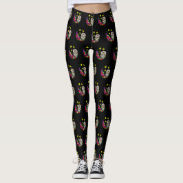 Suiker schedel en bloemen leggings