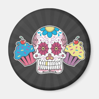 Suiker schedel en cupcakes magneet