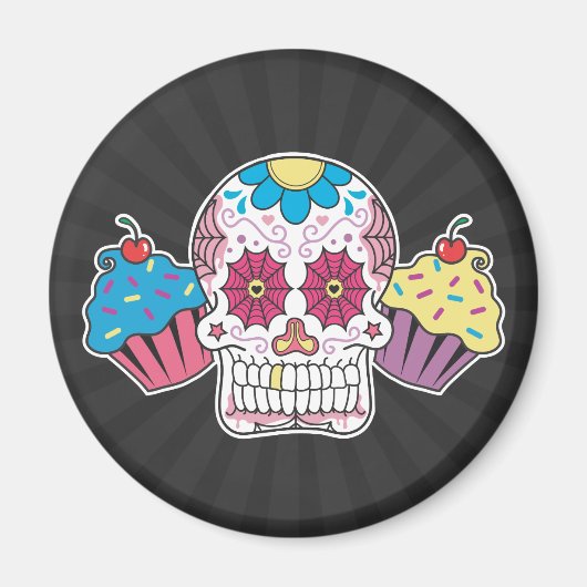 Suiker schedel en cupcakes magneet (Voorkant)