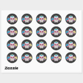 Suiker schedel en cupcakes ronde sticker (Vel)