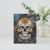 Suiker Schedel Halloween Briefkaart (Staand voorkant)