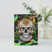 Suiker Schedel Halloween Briefkaart (Staand voorkant)