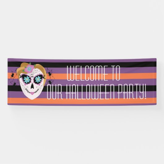 Suiker Schedel Halloween Feestkostuum Spandoek (Horizontaal)