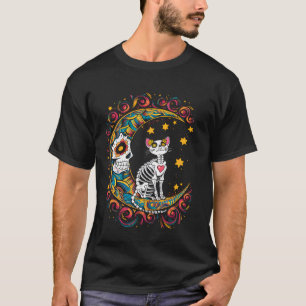 Suiker Schedel Halloween Kostuum Kat Dia De Los Mu T-shirt