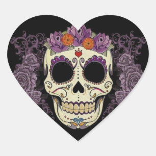 Suiker schedel hart sticker