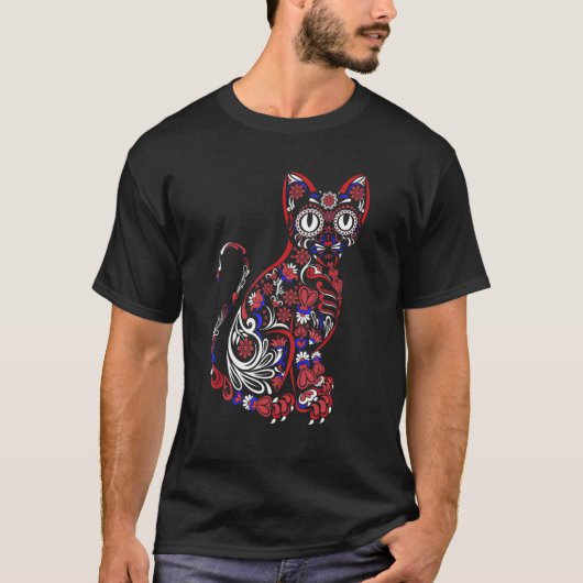 Suiker Schedel Kat 4 juli Kitten Kitty Patriottisc T-shirt (Voorkant)
