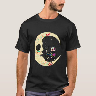 Suiker Schedel Kat Maan Dia De Los Muertos Mexicaa T-shirt