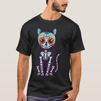Suiker Schedel Kat Skelet Schattig Dag Van De Dode T-shirt