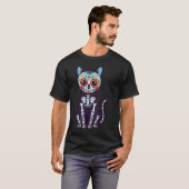 Suiker Schedel Kat Skelet Schattig Dag Van De Dode T-shirt (Voorkant volledig)