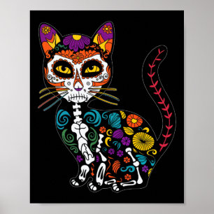 Suiker schedel kat viering voor kattenliefhebbers poster