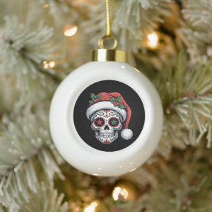 Suiker Schedel Kerstmis Kerstman Hoed Dag Van De D Keramische Bal Ornament
