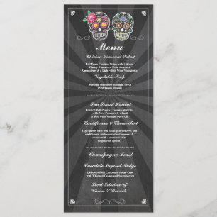 Suiker Schedel Krijtbord Trouwfeest Menu Kaart