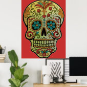 Suiker Schedel Kunst, Dag van de Doden Poster (Thuiskantoor)