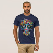 Suiker Schedel Kunst, Dag van de Doden T-shirt (Voorkant volledig)