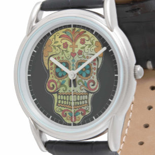 Suiker Schedel Kunst op een Horloge